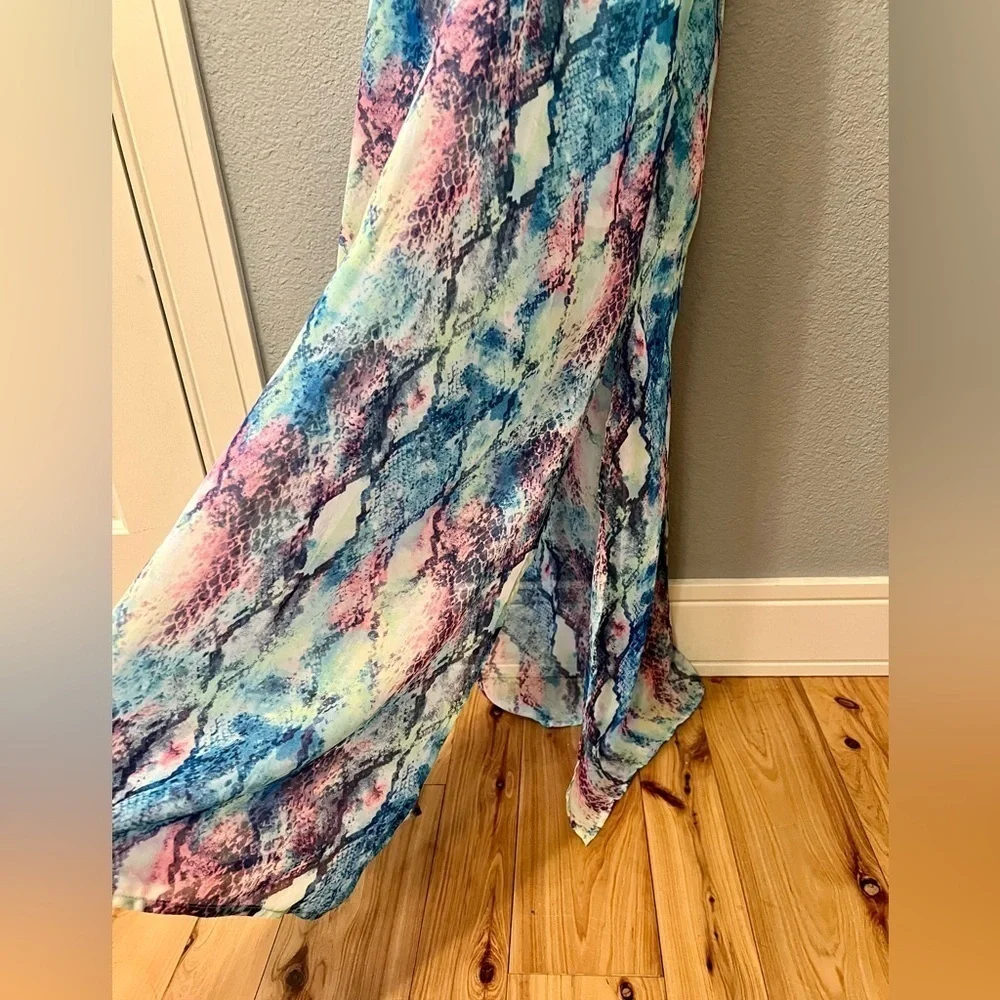 Peach Love California Watercolor Maxi Long Dress - Picture 7 of 8